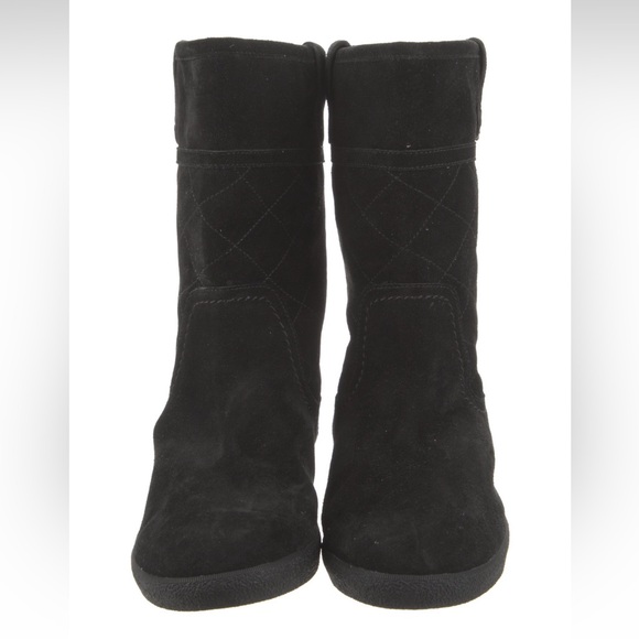 Tory Burch Black Suede Mid-Calf Boots 9 - Picture 3 of 5
